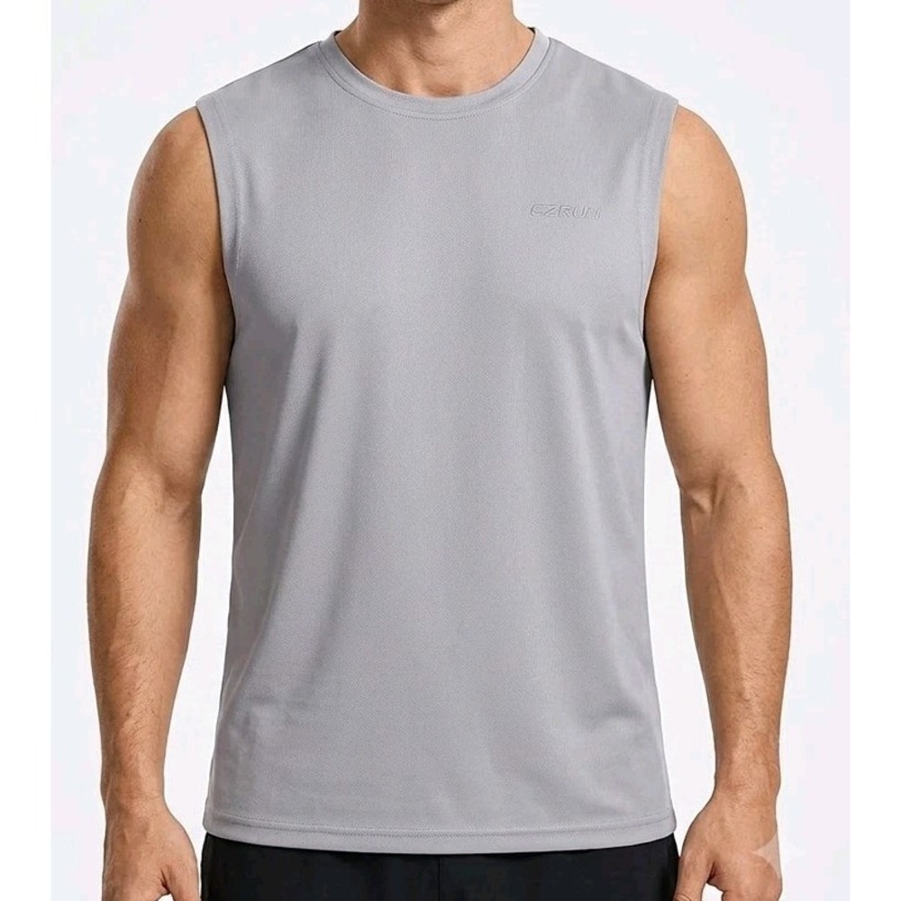 EZRUN Tank Top Gray  Sleeveless Crew Neck Athletic Active mens size M‎